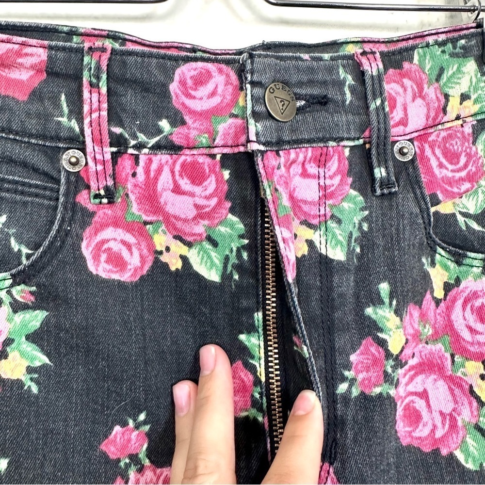 Guess 1981 3 Zip Crop Skinny Jeans Ankle Zip Rose Size 28 - Picture 8 of 11